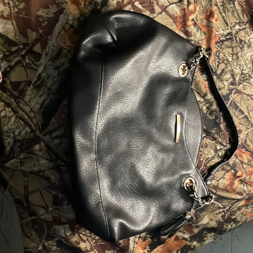 Black leather shoulder bag